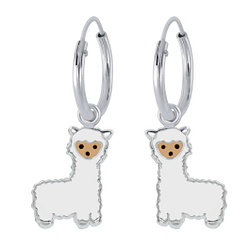Silver Alpaca Charm Hoop Earrings - 1940 Silver Alpaca Charm Hoop Earrings - 1940