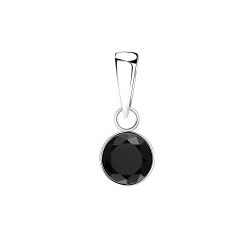 6mm Round Cubic Zirconia Silver Pendant - Wholesale - 1958