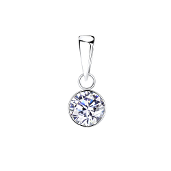 6mm Round Cubic Zirconia Silver Pendant - 1958
