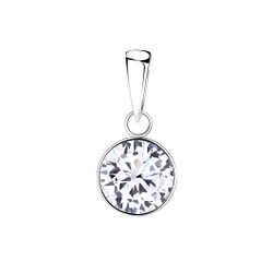8mm Round Cubic Zirconia Silver Pendant - 1960
