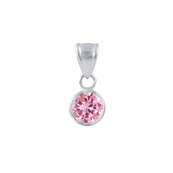 6mm Round Cubic Zirconia Silver Pendant - 1958