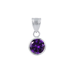 7mm Round Cubic Zirconia Silver Pendant - Wholesale - 1959