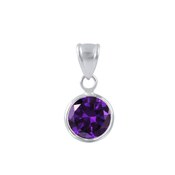 8mm Round Cubic Zirconia Silver Pendant - 1960