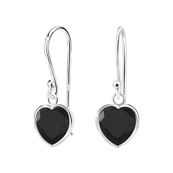 8mm Heart Cubic Zirconia Silver Earrings - Wholesale - 2084