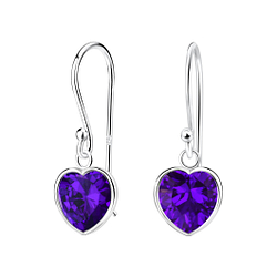 8mm Heart Cubic Zirconia Silver Earrings - 2084