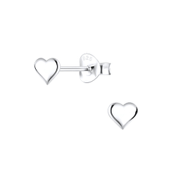 Silver Heart Stud Earrings - 2139