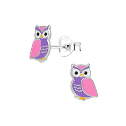 Silver Owl Stud Earrings - 2131
