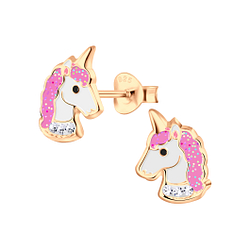 Silver Unicorn Stud Earrings - 4116