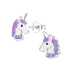 Silver Unicorn Stud Earrings - 4015