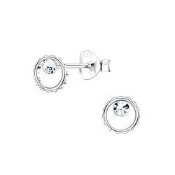 Silver Circle Stud Earrings - 2115