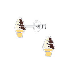 Silver Ice Cream Stud Earrings - 9793