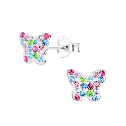 Silver Butterfly Stud Earrings - 2255