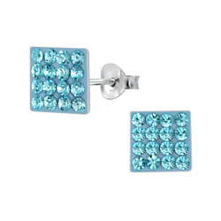 Silver Square Stud Earrings - Wholesale - 2148