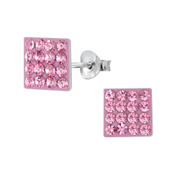 Silver Square Stud Earrings - 2148 Silver Square Stud Earrings - 2148