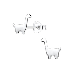 Silver Brachiosaurus Dinosaur Stud Earrings - 2064