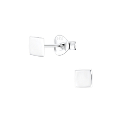 Silver Square Stud Earrings - 2111