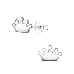 Silver Crown Stud Earrings - 2091