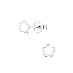 Silver Flower Stud Earrings - 2108