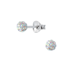 Silver 4mm Crystal Ball Stud Earrings - 2223