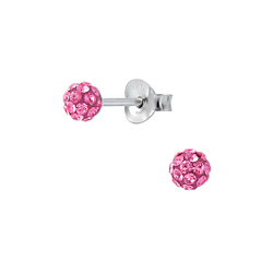 Silver 4mm Crystal Ball Stud Earrings - Wholesale - 2223