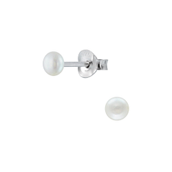 3mm Fresh Water Pearl Silver Stud Earrings - 2252