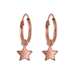 Silver Star Charm Hoop Earrings - 2235 Silver Star Charm Hoop Earrings - 2235