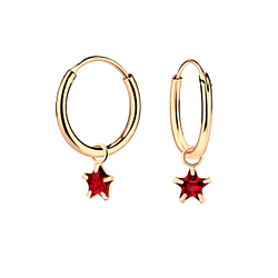 4mm Star Cubic Zirconia Silver Charm Hoop Earrings - Wholesale - 2248