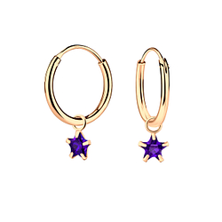 4mm Star Cubic Zirconia Silver Charm Hoop Earrings - Wholesale - 2248 4mm Star Cubic Zirconia Silver Charm Hoop Earrings - Wholesale - 2248