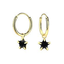 6mm Star Cubic Zirconia Silver Charm Hoop Earrings - 2217 6mm Star Cubic Zirconia Silver Charm Hoop Earrings - 2217