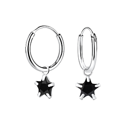 6mm Star Cubic Zirconia Silver Charm Hoop Earrings - Wholesale - 2249 6mm Star Cubic Zirconia Silver Charm Hoop Earrings - Wholesale - 2249