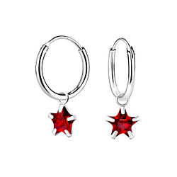 6mm Star Cubic Zirconia Silver Charm Hoop Earrings - Wholesale - 2249 6mm Star Cubic Zirconia Silver Charm Hoop Earrings - Wholesale - 2249