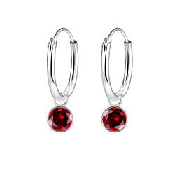 4mm Round Cubic Zirconia Silver Charm Hoop Earrings - Wholesale - 2307