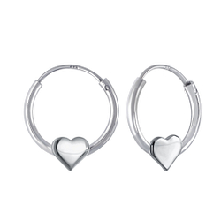 Silver Heart Hoop Earrings - 2231 Silver Heart Hoop Earrings - 2231
