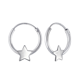 Silver Star Hoop Earrings - 2234 Silver Star Hoop Earrings - 2234