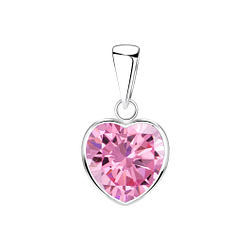 10mm Heart Cubic Zirconia Silver Pendant - 2027