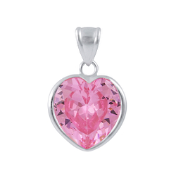 12mm Heart Cubic Zirconia Silver Pendant - 2088