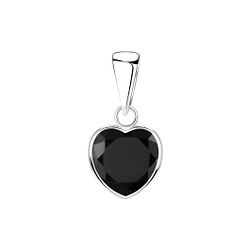 8mm Heart Cubic Zirconia Silver Pendant - 2087