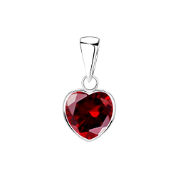 8mm Heart Cubic Zirconia Silver Pendant - Wholesale - 2087