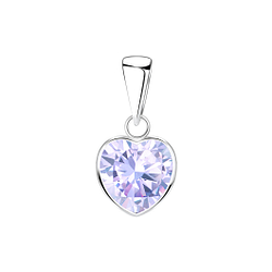 8mm Heart Cubic Zirconia Silver Pendant - 2087