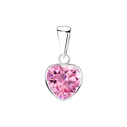 8mm Heart Cubic Zirconia Silver Pendant - 2087