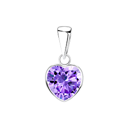 8mm Heart Cubic Zirconia Silver Pendant - 2087