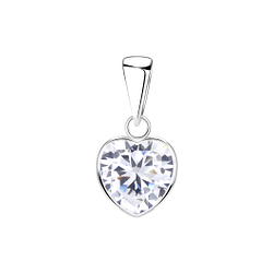 8mm Heart Cubic Zirconia Silver Pendant - Wholesale - 2087