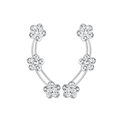 Silver Flower Crystal Ear Climbers - 2775 Silver Flower Crystal Ear Climbers - 2775