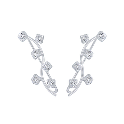 Silver Curved Cubic Zirconia Ear Climbers - 2789