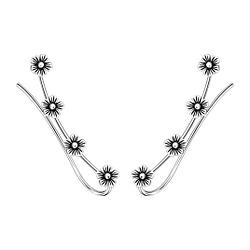 Silver Flower Ear Climbers - 2787 Silver Flower Ear Climbers - 2787