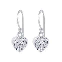 Silver Heart Crystal Earrings - 2665 Silver Heart Crystal Earrings - 2665