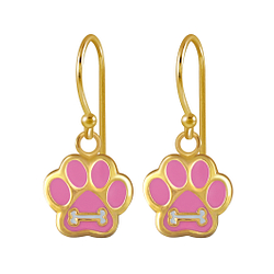 Silver Paw Print Earrings - 2740