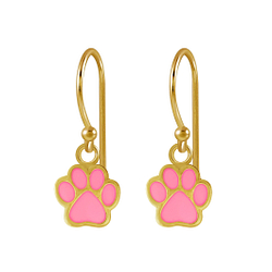 Silver Paw Print Earrings - 2563