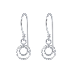 Silver Twisted Circle Earrings - 2622