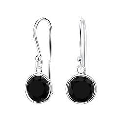8mm Round Cubic Zirconia Silver Earrings - Wholesale - 1983
